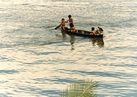 Local children playing near the jetty below